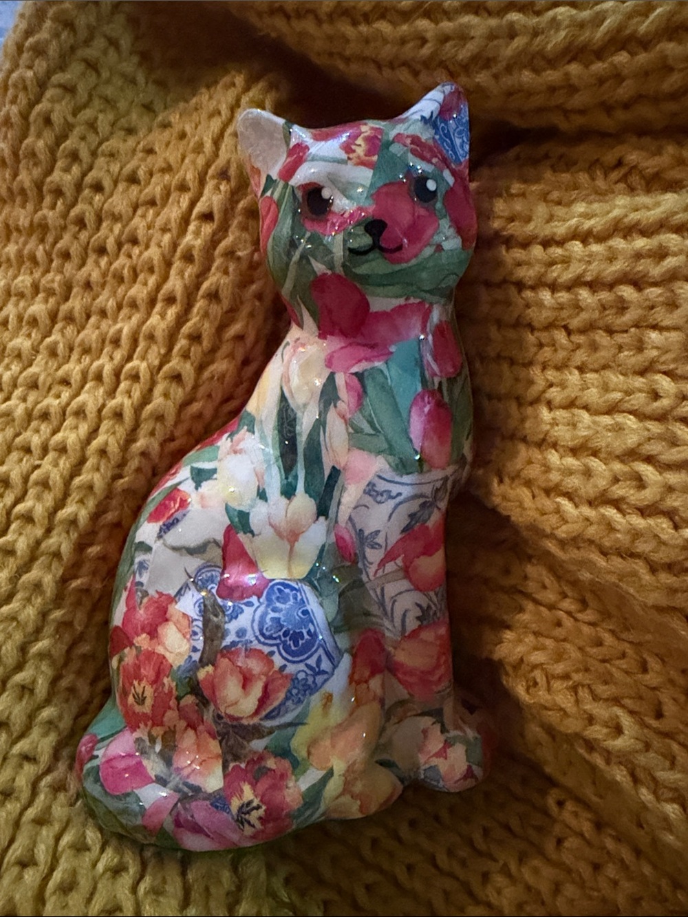 Floral Cat Figurine